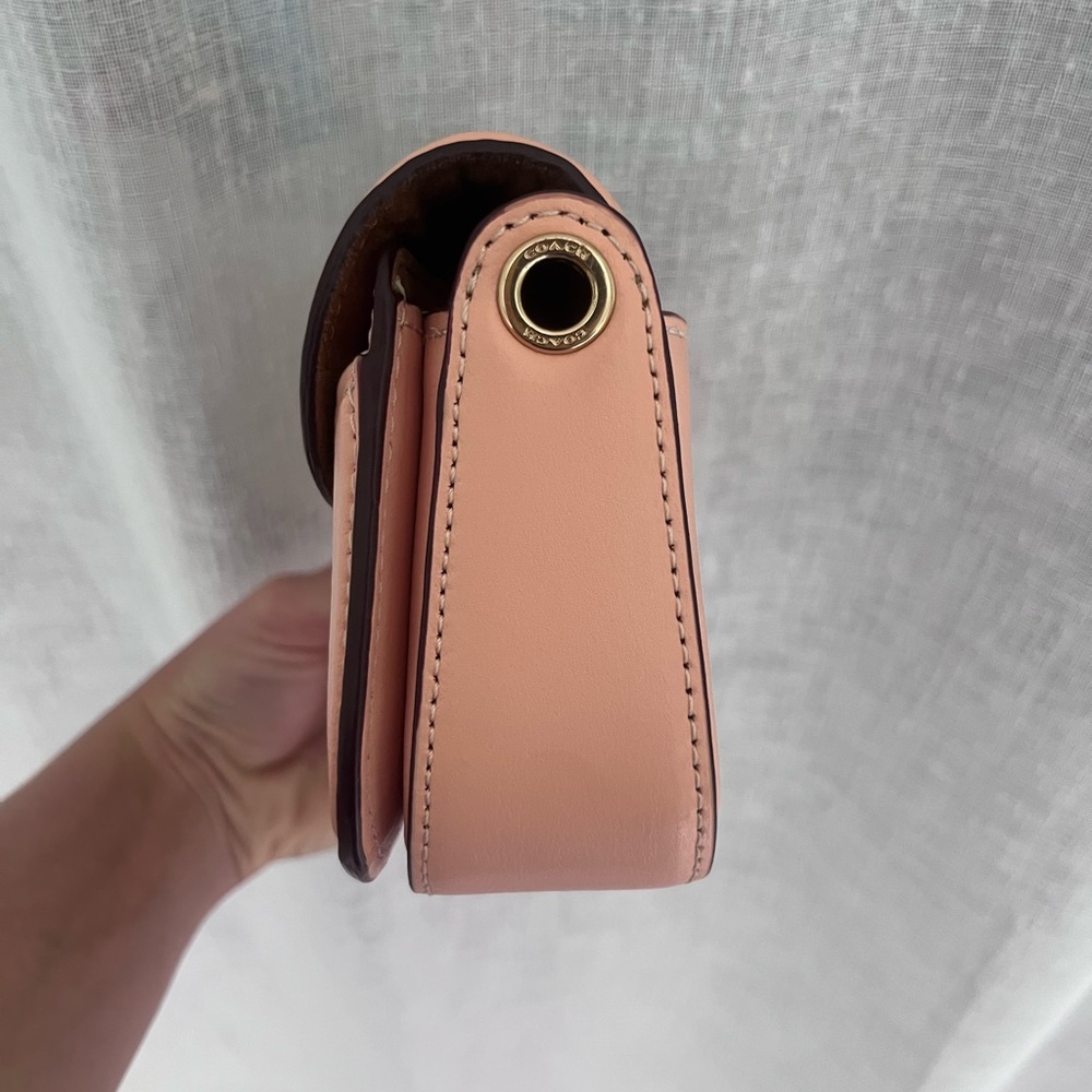Coach Woven Tan and Pink Buckle Clutch - Picture 2 of 11